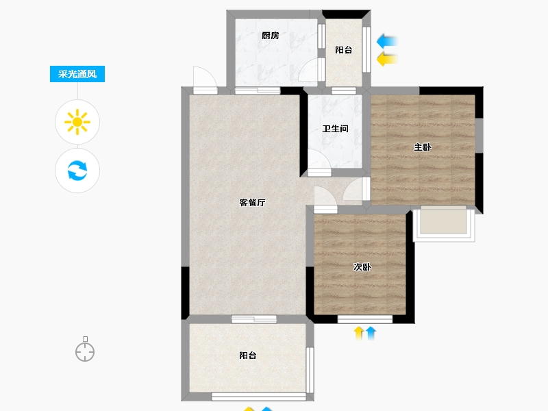 四川省-乐山市-万和凤凰城-63.40-户型库-采光通风