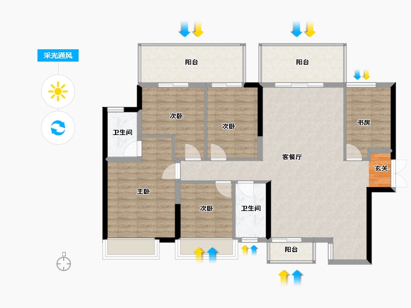 广西壮族自治区-南宁市-东方尊府-116.76-户型库-采光通风