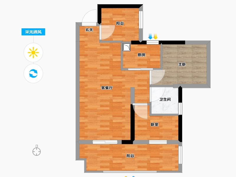 广西壮族自治区-南宁市-东方尊府-61.72-户型库-采光通风