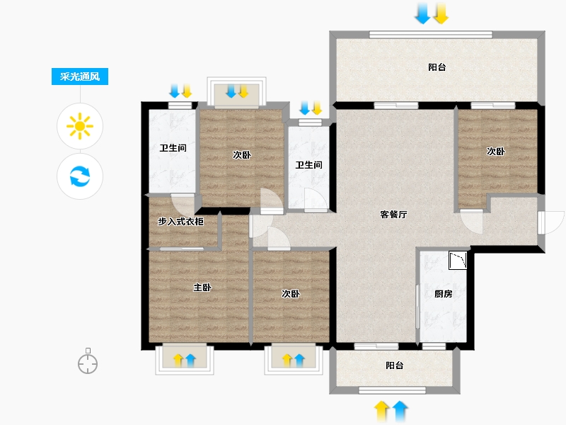 广西壮族自治区-南宁市-华夏院子璞院-112.19-户型库-采光通风