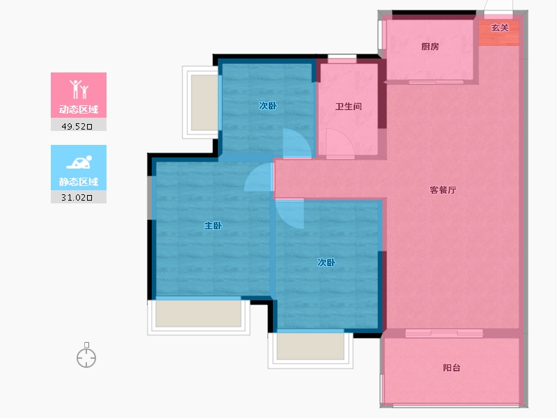 广西壮族自治区-南宁市-万丰新新江湖-72.54-户型库-动静分区