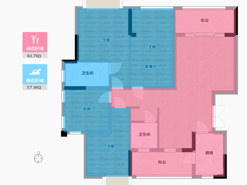 四川省-乐山市-新地国际城II期·天悦-105.55-户型库-动静分区