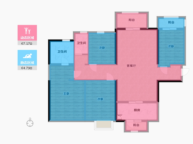 广西壮族自治区-南宁市-荣和公园大道华府-118.15-户型库-动静分区