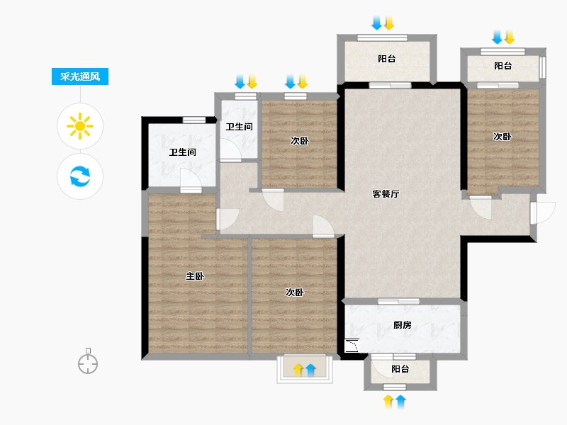 广西壮族自治区-南宁市-荣和公园大道华府-118.15-户型库-采光通风