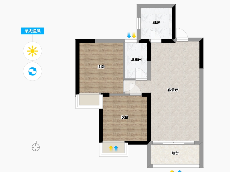 四川省-乐山市-领丰银杏国际-58.82-户型库-采光通风