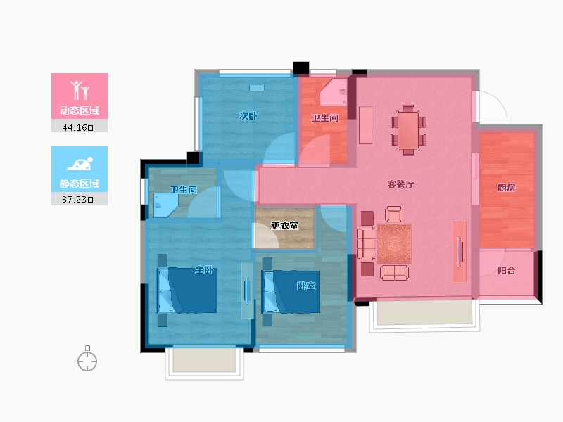 四川省-绵阳市-家福来·澜苑-74.60-户型库-动静分区