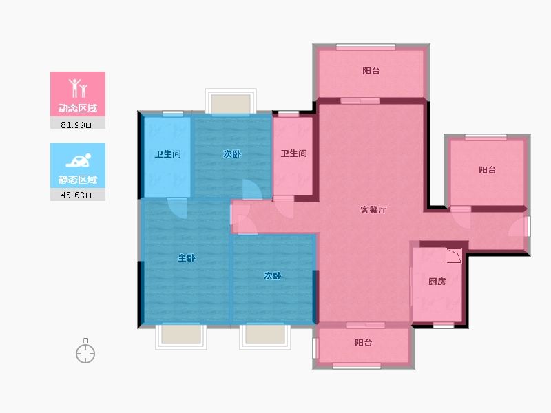 广西壮族自治区-南宁市-荣和公园大道华府-114.18-户型库-动静分区