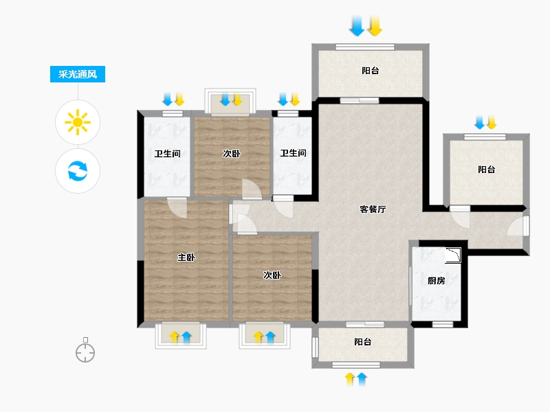 广西壮族自治区-南宁市-荣和公园大道华府-114.18-户型库-采光通风