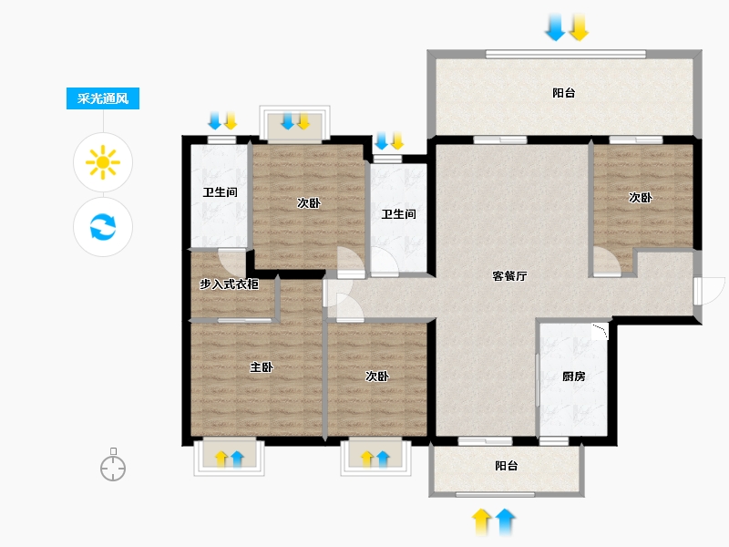 广西壮族自治区-南宁市-华夏院子璞院-124.42-户型库-采光通风