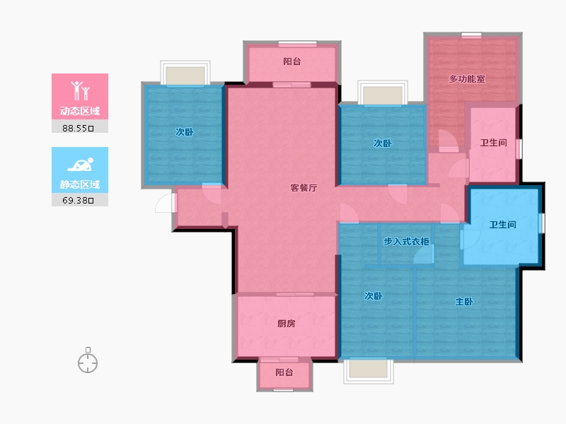 广西壮族自治区-南宁市-荣和公园大道华府-141.96-户型库-动静分区