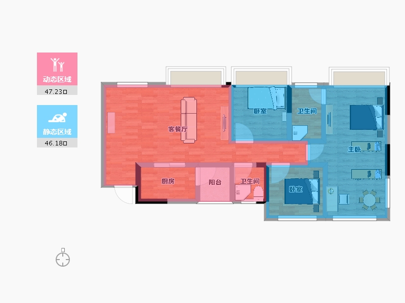 四川省-绵阳市-家福来·澜苑-82.56-户型库-动静分区