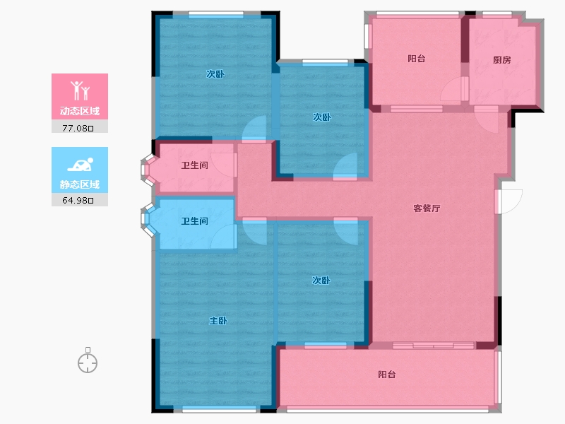 四川省-绵阳市-三台长虹天樾-126.89-户型库-动静分区