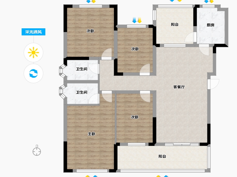 四川省-绵阳市-三台长虹天樾-126.89-户型库-采光通风