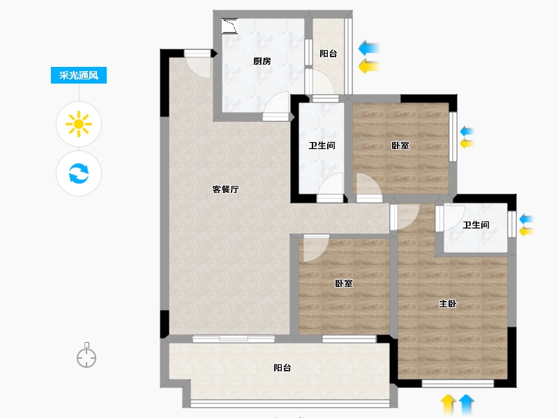 四川省-遂宁市-置信逸都城-88.64-户型库-采光通风