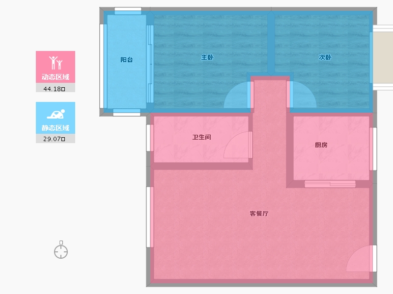 四川省-绵阳市-耀森粼江峰阁-65.07-户型库-动静分区