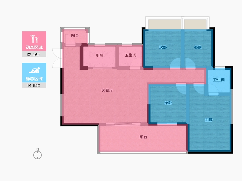 四川省-绵阳市-展和壹品江山-94.43-户型库-动静分区