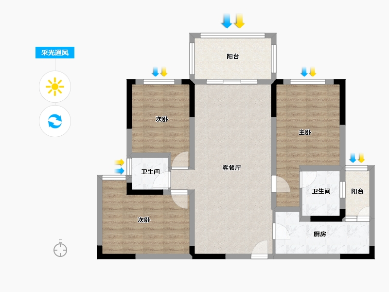 四川省-绵阳市-三台长虹天樾-92.13-户型库-采光通风