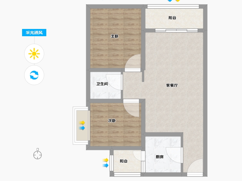 四川省-绵阳市-耀森粼江峰阁-66.70-户型库-采光通风