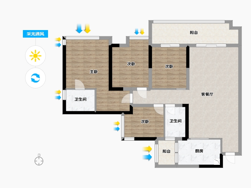 四川省-乐山市-大渡河府-111.82-户型库-采光通风