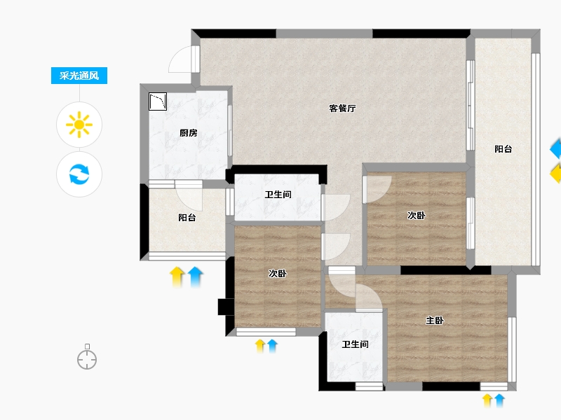 四川省-乐山市-大渡河府-88.11-户型库-采光通风