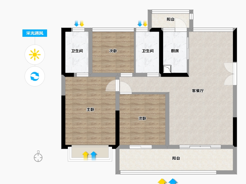 四川省-乐山市-中心城棠颂府-93.89-户型库-采光通风