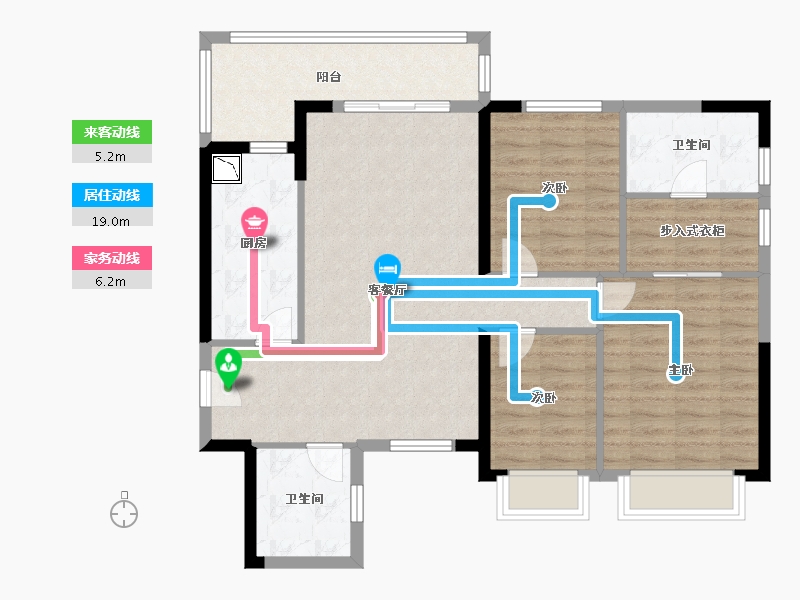 四川省-绵阳市-恒大翡翠华庭-96.83-户型库-动静线