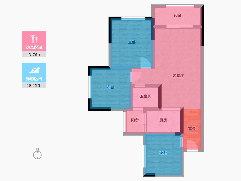 四川省-乐山市-阳光·研溪华府-62.75-户型库-动静分区