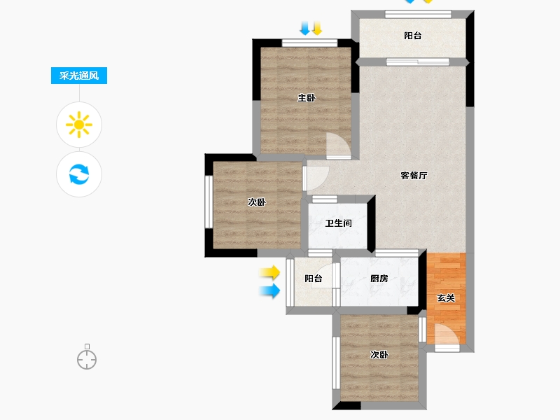 四川省-乐山市-阳光·研溪华府-62.75-户型库-采光通风