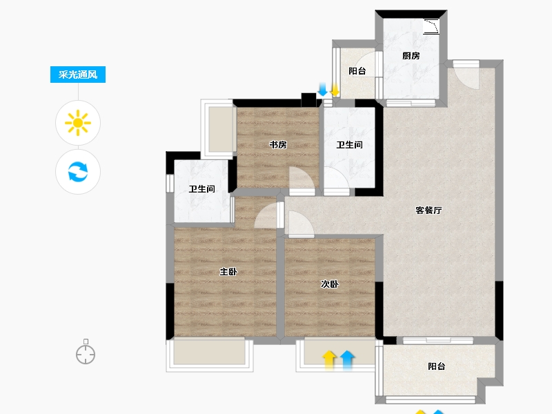 四川省-乐山市-佳乐江屿城-74.69-户型库-采光通风