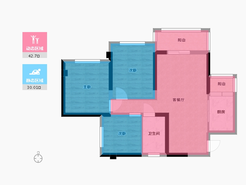 四川省-乐山市-银丰·玖熙堂-63.81-户型库-动静分区