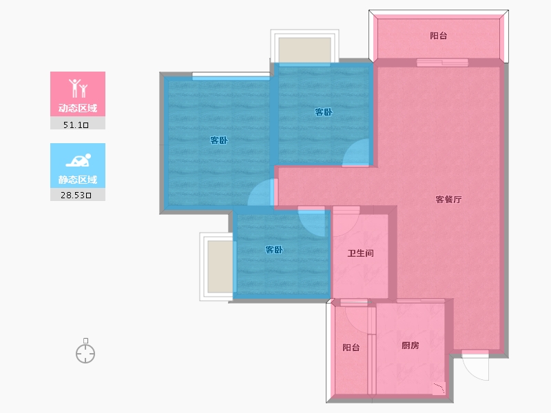 四川省-南充市-泽京西樾府-69.86-户型库-动静分区