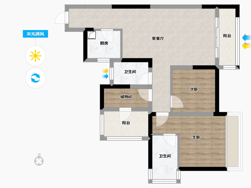 四川省-绵阳市-三汇英郡-72.46-户型库-采光通风