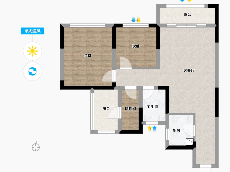 四川省-绵阳市-三汇英郡-68.27-户型库-采光通风