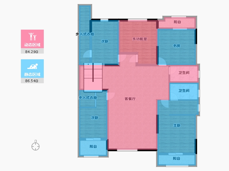 陕西省-西安市-泉上花间-152.12-户型库-动静分区