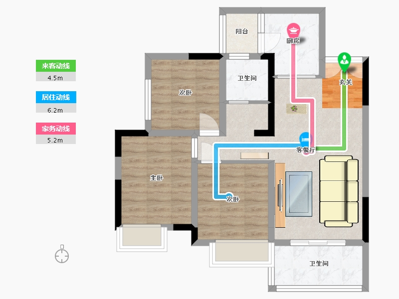 四川省-乐山市-江山和鸣·玺院-69.52-户型库-动静线