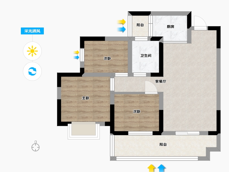 四川省-乐山市-茉莉庄园-60.94-户型库-采光通风