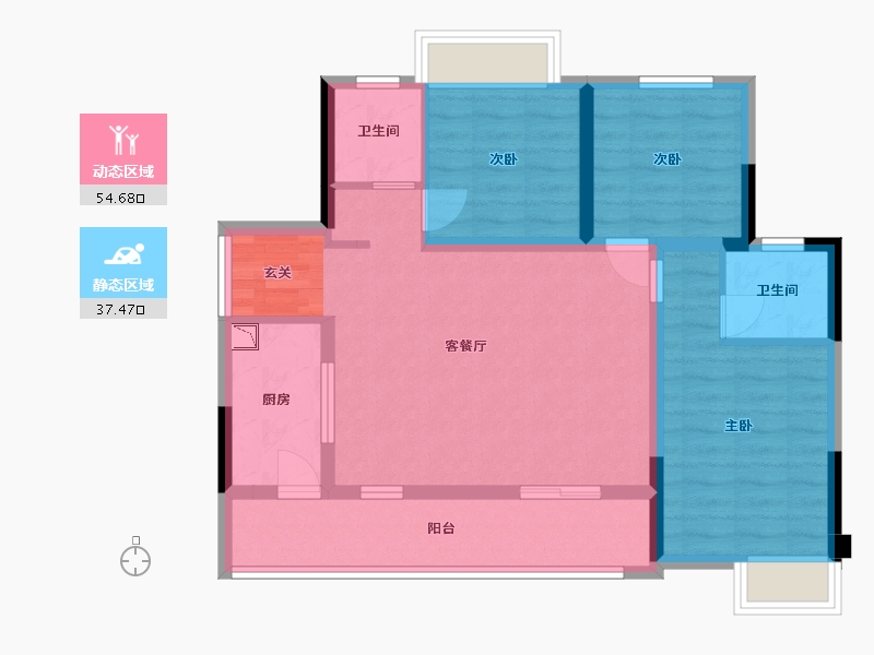 四川省-乐山市-江山和鸣·玺院-81.69-户型库-动静分区