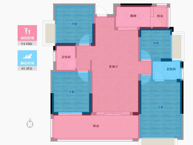 四川省-绵阳市-展和壹品江山-87.45-户型库-动静分区