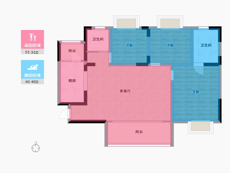 四川省-乐山市-茉莉庄园-85.81-户型库-动静分区