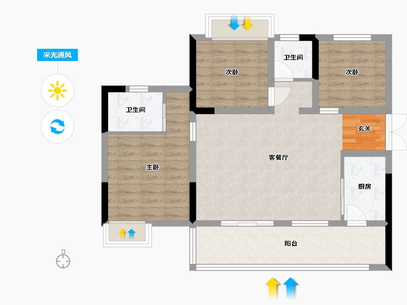 四川省-乐山市-江山和鸣·玺院-84.59-户型库-采光通风