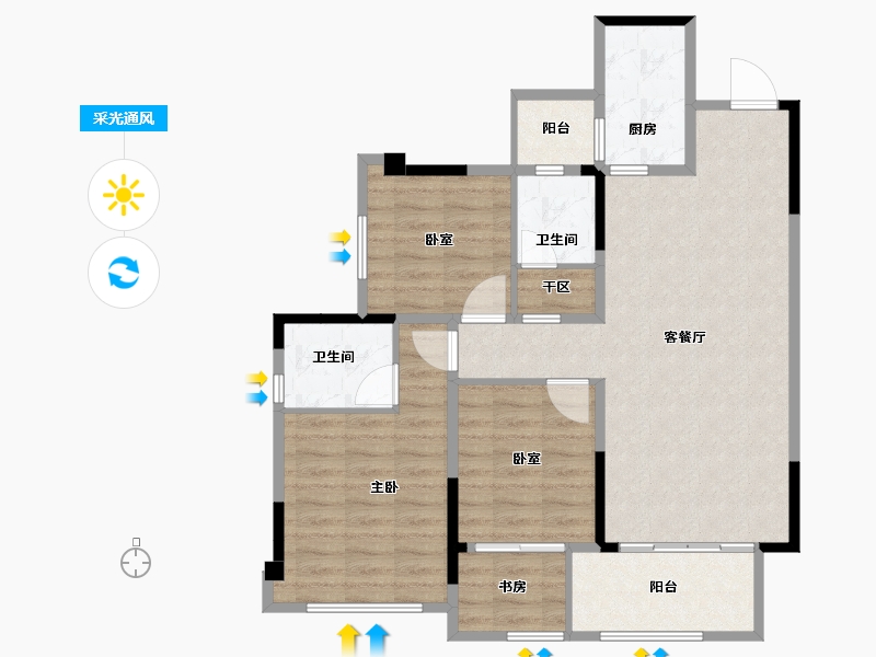 四川省-南充市-嘉和·天悦澜湾-85.10-户型库-采光通风