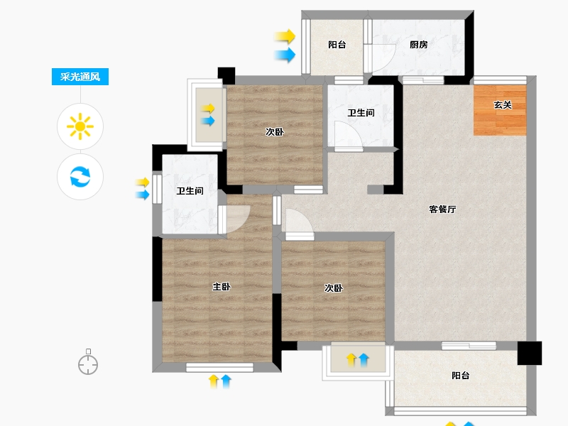 四川省-乐山市-江山和鸣·玺院-78.11-户型库-采光通风