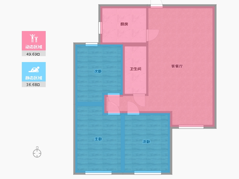 新疆维吾尔自治区-乌鲁木齐市-桃源九点阳光-77.22-户型库-动静分区