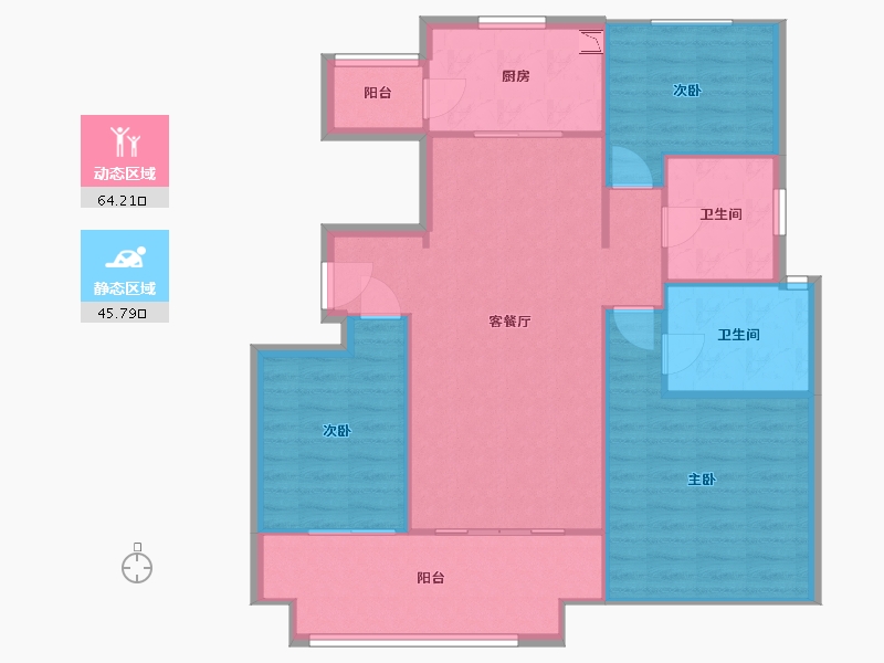 陕西省-西安市-中海太华府-101.10-户型库-动静分区