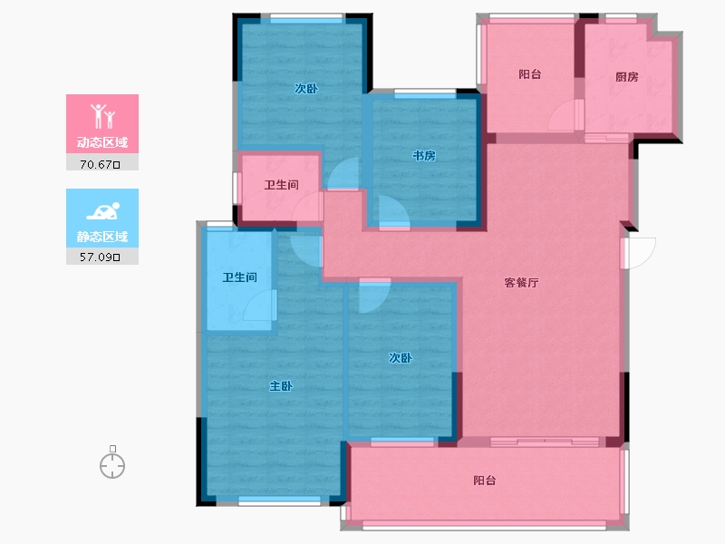 四川省-绵阳市-三台长虹天樾-113.59-户型库-动静分区