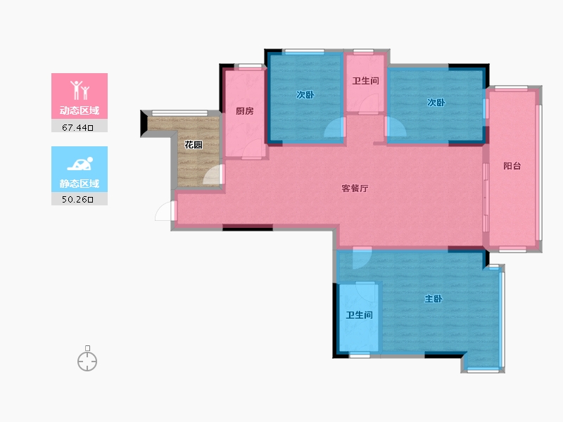 四川省-绵阳市-三台长虹天樾-110.75-户型库-动静分区