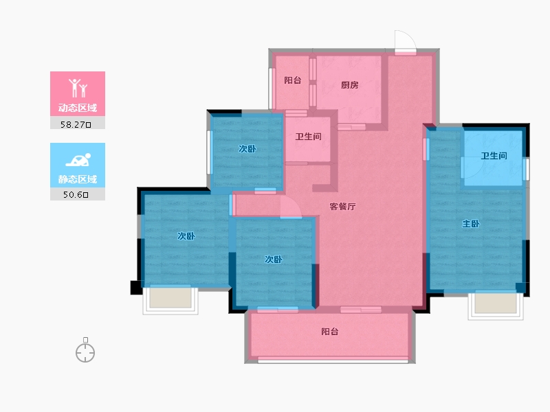 四川省-乐山市-茉莉庄园-95.87-户型库-动静分区