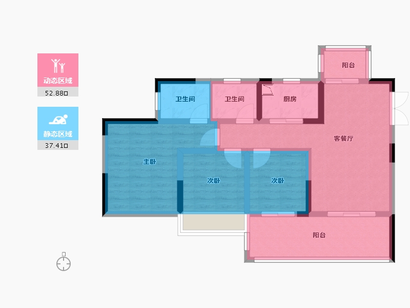 四川省-绵阳市-展和壹品江山-79.34-户型库-动静分区