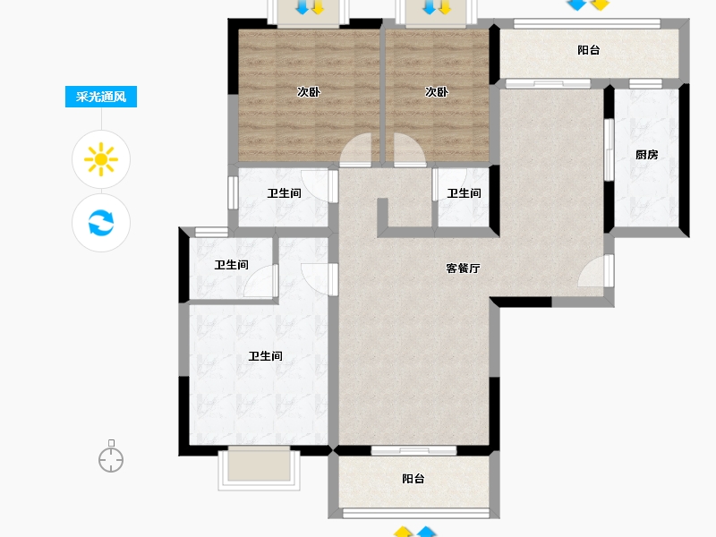 海南省-三亚市-万宁永桥尚城-94.30-户型库-采光通风