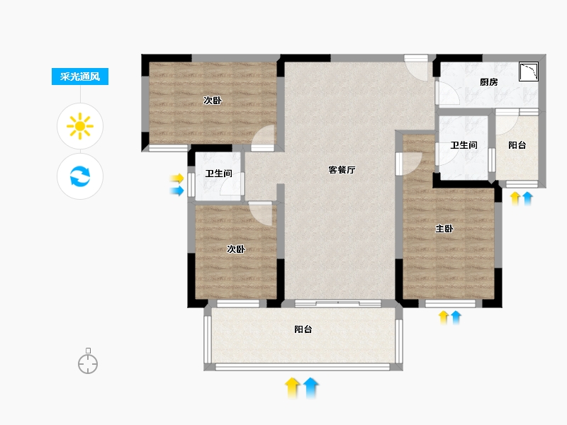 四川省-绵阳市-三台长虹天樾-96.56-户型库-采光通风